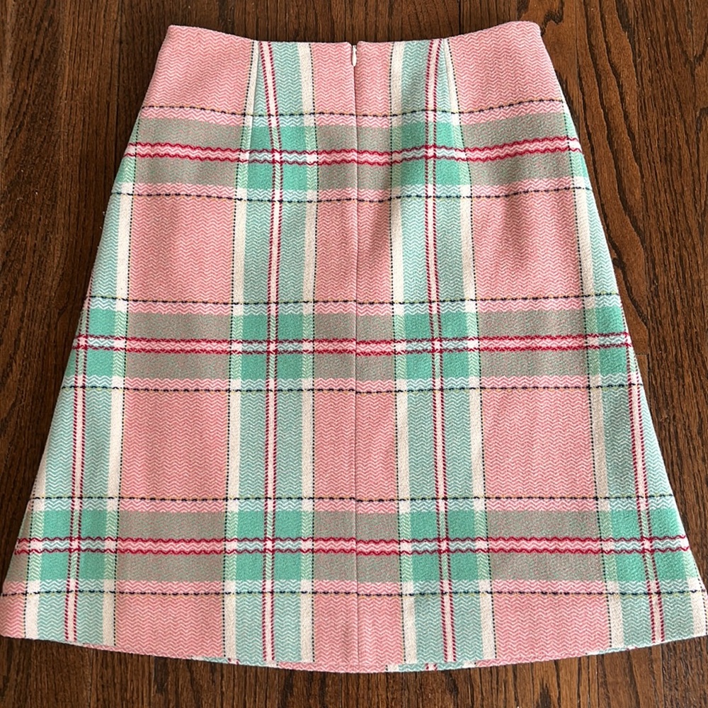 Boden Pink & Mint Plaid A-Line Skirt - Picture 2 of 6